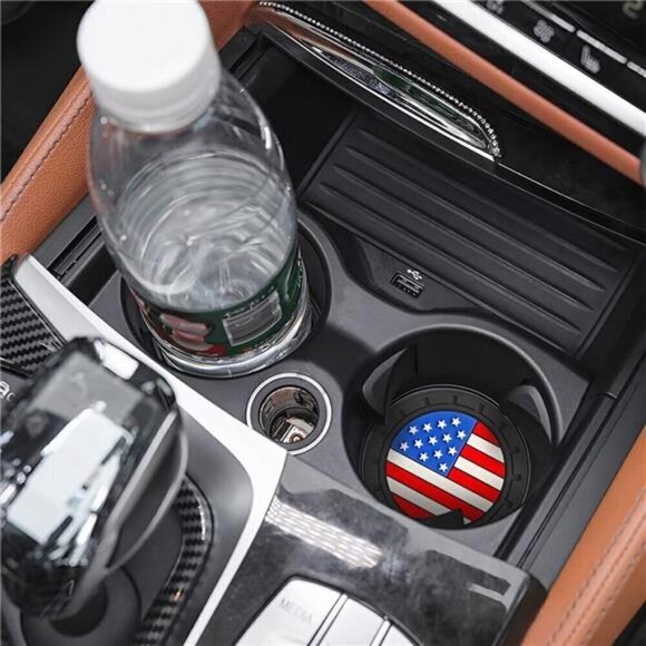 American Flag Car Cup Coasters 4-Pack Cup Holder Anti Slip Rubber Vehicle - Picture 6 of 6